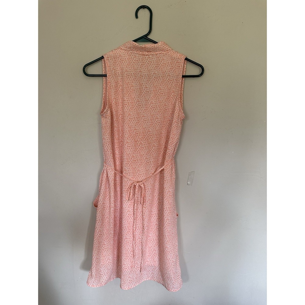 Women's bar iii Peach White Abstract Sleeveless Fit & Flare Dress Tie Waist‎ XS - Picture 3 of 4